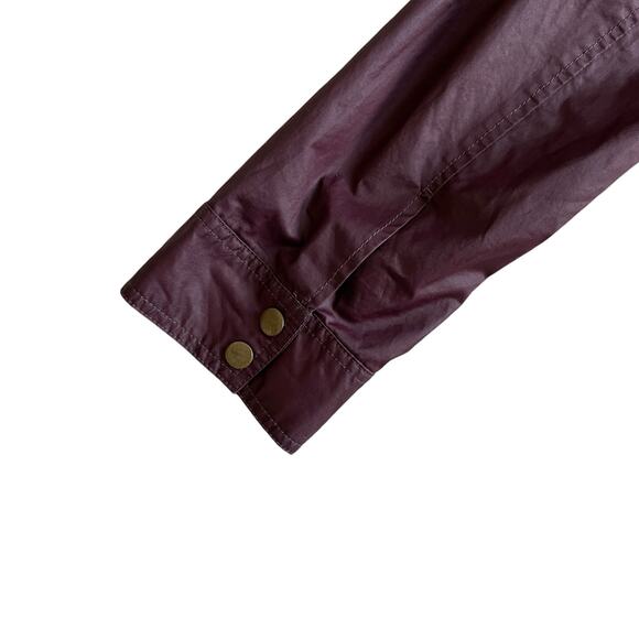 BANANA REPUBLIC Womens Utility Jacket Size M Waxed Coated Canvas Burgundy VTG - Picture 12 of 16